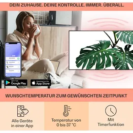 Klarstein Air Art Smart Infrarotheizung, mit IoT/WiFi App-Steuerung, Erkennung Offener Fenster, Infrarotheizung mit Thermostat, He... - Bunt