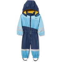 Playshoes Unisex Kinder Regen-anzug Mit Fleece-futter Warmer Wasserdichter Matschanzug Regenbekleidung, Blau Overall, 116 EU