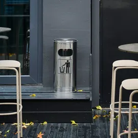 Wesco Standascher Edelstahl, 15 l Stahl mit Aschenbecher