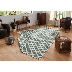 Teppich NORTHRUGS "Nizza Wendeteppich" Gr. 4, grün (grün, creme), B:160cm H:5mm L:230cm, Kunstfaser, Teppiche, In-& Outdoor, Wetterfest, Balkon, Läufer, Wohnzimmer, Wasserfest
