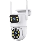 2,5k Wlan-überwachungskamera Für Den Außenbereich, Ptz 360° Outdoor-ip-kamera Mit Doppelobjektiv, Farbnachtsicht, Intelligente Personenerkennung, Zwei-wege-audio, Ip66 Wasserdicht