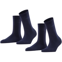 Esprit Damen Socken Uni 2-Pack W SO Baumwolle einfarbig Marine 35-38