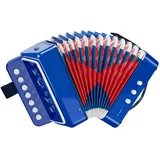 Akkordeon Kinder, 10 Tasten Ziehharmonika Knopf Akkordeon mit Riemen, Ziehamonikar Musikinstrument Geschenk für Anfänger, Akkordeon Erwachsene und Kinder ab 3 Jahre, Blau