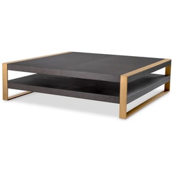 Casa Padrino Luxus Couchtisch Mokka / Messing 150 x 150 x H. 42,5 cm - Quadratischer Wohnzimmertisch - Wohnzimmer Möbel - Massivholz Möbel - Luxus Möbel - Luxus Einrichtung