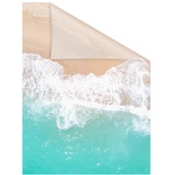 Lichtblick Fensterfolie selbstklebend, Sichtschutz, The Beach - Türkis Beige, 1 St., blickdicht, glattstatisch haftend, blau