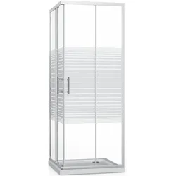 ZIK Duschabtrennung 80x80 Schiebe-Eck-Duschabtrennung 2-seitig transparentes Siebdruckglas