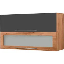 Klapphängeschrank HELD MÖBEL "Wien", schwarz (anthrazit, wotaneiche, wotaneiche), B:100cm H:57cm T:34cm, Spanplatte, Schränke, Breite 100 cm