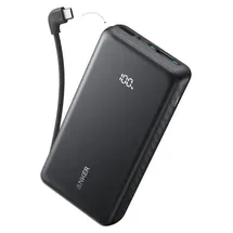 Anker Power Bank (20K, 22.5W, Built-In USB-C Cable) - Schwarz