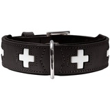 Hunter Swiss Hundehalsband, Leder, hochwertig, schweizer Kreuz, 37 XS-S schwarz