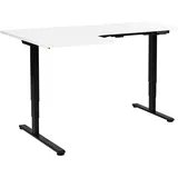 Beliani Schreibtisch Links Weiß u. Schwarz Melamin L-Form 160x59 cm mit Metallgestell Elektrisch Höhenverstellbar Büro Steh-Sitz-Tisch Stehtisch - Schwarz/Weiß