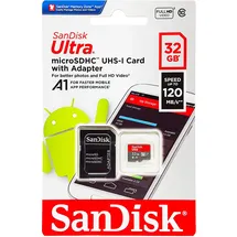 SanDisk Ultra microSD + SD-Adapter UHS-I U1 A1 98 MB/s 32 GB