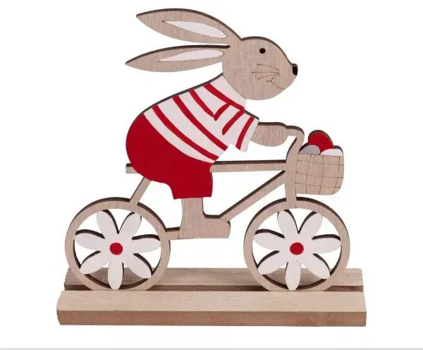 Dekoration - Häschen mit Fahrrad, Holz, 16 cm