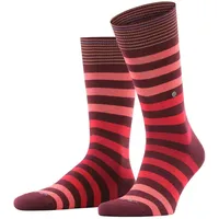 Burlington Herren Socken - Blackpool, Baumwolle, Streifen, Logo, One Size Bordeaux/Rot