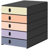 styro Schubladenbox styroval pro Emotions Sonnenaufgang gelb, orange, rosa, lila 14-8000.SO, DIN C4 mit 5 Schubladen
