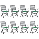 vidaXL Klappbare Gartenstühle 8 St.  mit Kissen  grau/grün