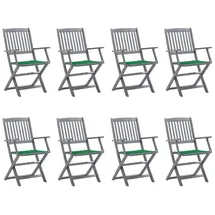 vidaXL Klappbare Gartenstühle 8 St.  mit Kissen  grau/grün
