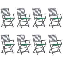 vidaXL Klappbare Gartenstühle 8 St.  mit Kissen  grau/grün
