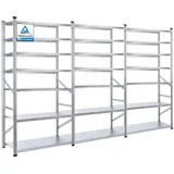 Proregal Fachbodenregal Silber, Metall, 360x250x50 cm, Freizeit, Heimwerken, Werkstatt, Schwerlastregale