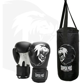Sport-Thieme Super Pro Unisex Jugend Boxsack-Set Junior Boxset Kinder, Schwarz, Einheitsgröße