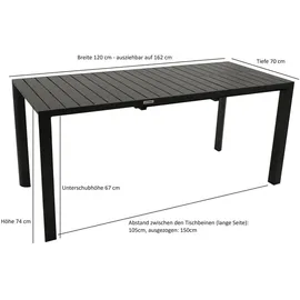 DEGAMO Lagos 120/162 x 74 x 70 cm grau