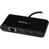 Startech USB-C Adapter to Ethernet (USB-A, 4 Ports), Dockingstation + Black