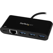 Startech USB-C Adapter to Ethernet (USB-A, 4 Ports), Dockingstation + Black