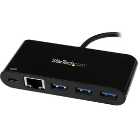 Startech USB-C Adapter to Ethernet (USB-A, 4 Ports), Dockingstation + Black