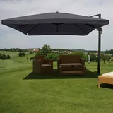 Mendler Gastronomie-Ampelschirm HWC-A96, 3x4m (Ø5m) Polyester Alu/Stahl 26kg ~ Flap, anthrazit ohne Ständer, drehbar