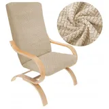 Sesselbezug Stretch - Husse für Schwingsessel - Dunkelgrau Jacquard - Passend für Poäng Sessel - Beige