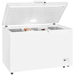 Exquisit Gefriertruhe GT400-HE-041E weiss | 371 l Nutzinhalt | 4*-Gefrieren | Schnellgefrieren | 2-in-1 Gerät | Rollen