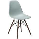 Vitra Stuhl Eames Plastic Side Chair RE 83x46.5x55 cm hellgrau, Gestell: Ahorn nussbaumfarbig, Designer Charles & Ray Eames