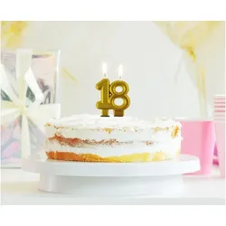 18. Geburtstag Kerze gold Zahl