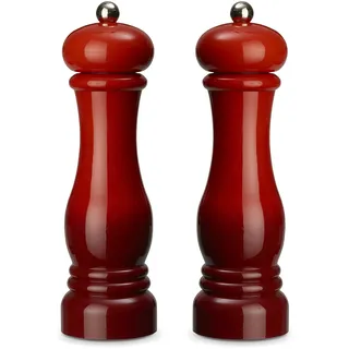 Echtwerk 2-teiliges Gewürzmühlen Set, Salz- und Pfeffermühle aus hochwertigem ABS-Kunststoff, Keramikmahlwerk, Manuelle Mühle, Ideal für Gewürze wie Pfeffer, Salz und Chili, Rot, 21 cm