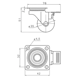 SOTech Möbelrolle SWIFT 35 mm x 2,3 cm x 5,1 cm