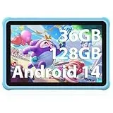 FASTWD Tablet Kinder 10 Zoll Android 14 Tablet,36GB RAM +128 GB ROM (Erweiterbar SD),1280 * 800 IPS Display,5G WiFi,Bluetooth 5.0,Spiele, Kindersicherung,Bildung Tablets(Blau)