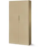 Jan Nowak Aktenschrank C001 Büroschrank Metallschrank Stahlschrank Aufbewahrungsschrank Pulverbeschichtet 4 Verstellbare Fachböden Abschließbar 185 cm x 90 cm x 40 cm (Beige)