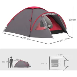 Outsunny Campingzelt 3 Personen Grau