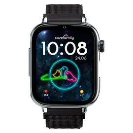 SaveFamily SaveWatch Plus 2 GPS+Cellular 49,8 mm Silber Stoffarmband Black Night
