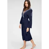 KangaROOS Damenbademantel Dalia, ideal für Sauna & Spa, Standardlänge & Überlänge, Langform, Wirkfrottier, Kapuze, Gürtel, Uni-Farben mit Streifen, Taschen, leicht, XS-3XL, auch in extra lang blau XS | 120 cm