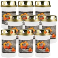 HS Candle Grabkerze GK-04210 (9-tlg), Grabkerze Brenndauer 48 Stunden mit Motiven