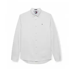 Tommy Jeans für Herren. DM0DM21298 Oxford-Hemd in normaler Passform (S), Weiß, Lässig, Baumwolle, Klassisch, Langarm