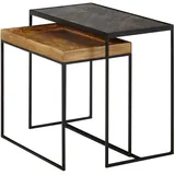 KADIMA DESIGN Industrieller Beistelltisch Braun Mangoholz 60 x 50 x 30 cm