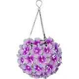 Star Trading Solar-Hängedeko Hortensia, pink 44 LEDs