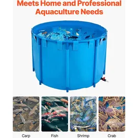 Vevor Fischteich aus Pvc, Fischtank mit 1700 L Fassungsvermögen, faltbares Koi-aquarium, rundes Fischbecken mit stabilem Rahmen & Ablassventil, f...