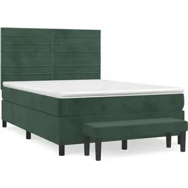vidaXL Boxspringbett 140 x 200 cm Dunkelgrün