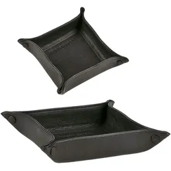 Sonnenleder Ablageschale Leder 20x20cm Taschenleerer Schale Lederschale Stiftschale schwarz Vide Poche