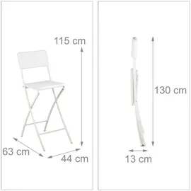 Relaxdays Barhocker klappbar 44 x 115 x 63 cm Weiß