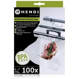 HENDI Vakuum Kochbeutel geprägt, 100 Stück, für alle Vakuumierer, Lebensmitteln, Temperaturbeständigkeit: von -20°C bis 100°C, Folienbeutel, Vakuumierbeutel, 75 μm, 300x400mm,