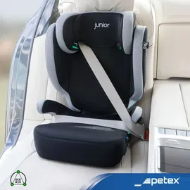 PETEX Auto-Kindersitz mit ISOFIX - Basic Plus i-Size Norm nach ECE R129 für Kinder von ca. 100-150 cm, höhenverstellbarer Kinderautositz in grau, 1 Stück