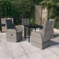 VidaXL 5-tlg. Garten-Essgruppe mit Kissen Grau